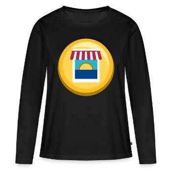 Autocollant Sunset Market - T-shirt manches longues Premium bio Femme - noir - Devant - Julia (174cm)