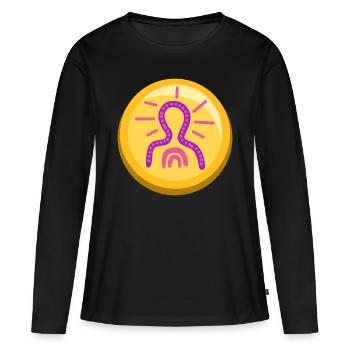 Icône d’autocollant de méditation Zen - T-shirt manches longues Premium bio Femme - noir - Devant - Julia (174cm)