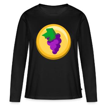 Icône de fruit d’autocollant de raisin - T-shirt manches longues Premium bio Femme - noir - Devant - Julia (174cm)
