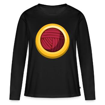 Icône de couture d’autocollant Wollknäul - T-shirt manches longues Premium bio Femme - noir - Devant - Julia (174cm)