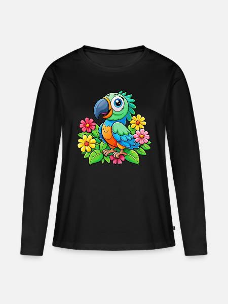 Niedlicher bunter Papagei - Frauen Premium Bio Langarmshirt -