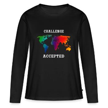 Tour du monde Challenge Accepted - T-shirt manches longues Premium bio Femme - noir - Devant - Julia (174cm)