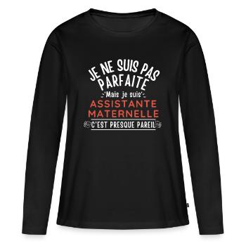 ASSISTANTE MATERNELLE - T-shirt manches longues Premium bio Femme - noir - Devant - Julia (174cm)