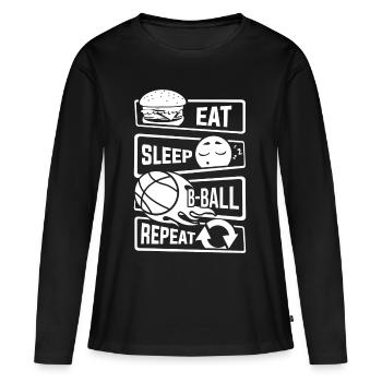 Eat Sleep Basketball Répétition - Jeux B-Ball - T-shirt manches longues Premium bio Femme - noir - Devant - Julia (174cm)