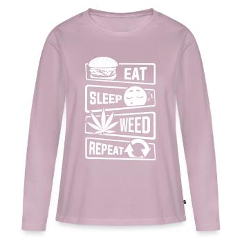 Mangez le sommeil des mauvaises herbes Répétition - Cannabis THC CBD Kiffen - T-shirt manches longues Premium bio Femme - rose poudré - Devant - Julia (174cm)