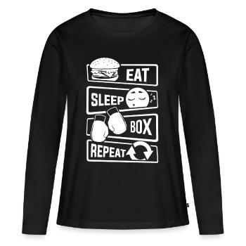 Mangez le sommeil Répétez boîte - boxe thailandaise uppercut jab - T-shirt manches longues Premium bio Femme - noir - Devant - Julia (174cm)