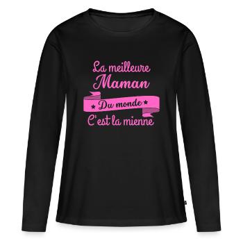 La meilleure maman du monde c est la mienne - T-shirt manches longues Premium bio Femme - noir - Devant - Julia (174cm)