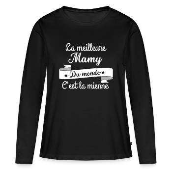 La meilleure mamy du monde c est la mienne - T-shirt manches longues Premium bio Femme - noir - Devant - Julia (174cm)