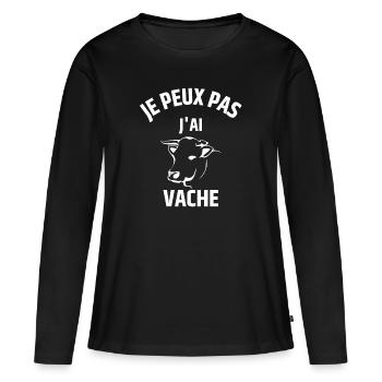 JE PEUX PAS J AI VACHE - T-shirt manches longues Premium bio Femme - noir - Devant - Julia (174cm)