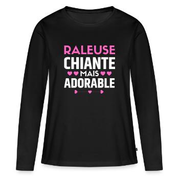 RALEUSE CHIANTE MAIS ADORABLE - T-shirt manches longues Premium bio Femme - noir - Devant - Julia (174cm)