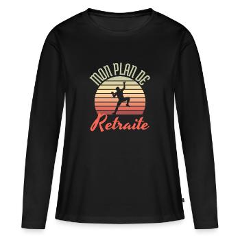 mon plan de retraite l'escalade - T-shirt manches longues Premium bio Femme - noir - Devant - Julia (174cm)