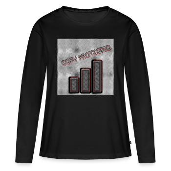 Copy protected (Kopiergeschützt) - Abbild - 2023 - Frauen Premium Bio Langarmshirt - Schwarz - Vorne - Julia (174cm)