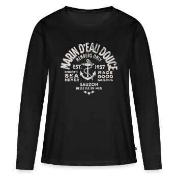 Marin d eau douce belle ile - T-shirt manches longues Premium bio Femme - noir - Devant - Julia (174cm)