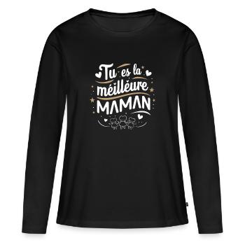 Beste Mama | Muttertag - Frauen Premium Bio Langarmshirt - Schwarz - Vorne - Julia (174cm)