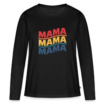Retro Groovy Mama - Women's Premium Organic Long Sleeve Shirt - black - Front - Julia (174cm)