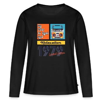 1979 : Révolution dans les Walkmans classiques du Pop Art - T-shirt manches longues Premium bio Femme - noir - Devant - Julia (174cm)