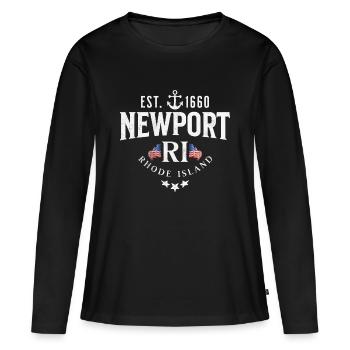 Newport Rhode island - T-shirt manches longues Premium bio Femme - noir - Devant - Julia (174cm)