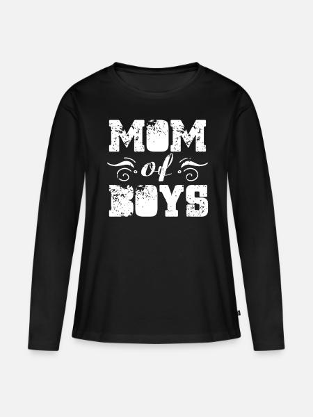 Mutter des Jungen-Shirts - Frauen Premium Bio Langarmshirt - Schwarz