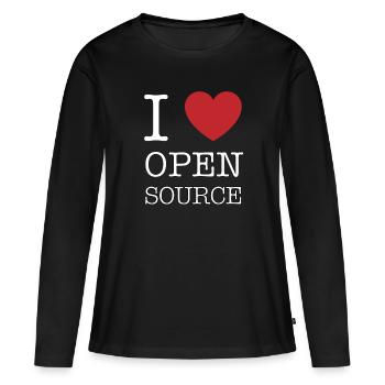 J’adore l’open source ! - T-shirt manches longues Premium bio Femme - noir - Devant - Julia (174cm)