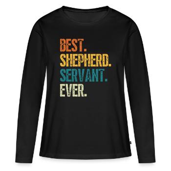 MEILLEUR SERVITEUR BERGER DE TOUS LES TEMPS - T-shirt manches longues Premium bio Femme - noir - Devant - Julia (174cm)