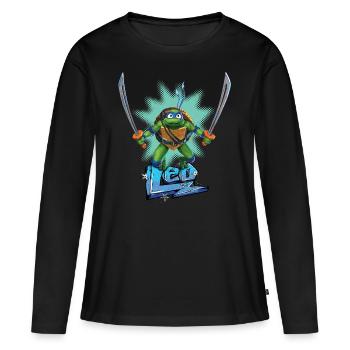 TMNT Mutant Mayhem Turtle Leo - T-shirt manches longues Premium bio Femme - noir - Devant - Julia (174cm)