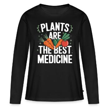 Végétarien Végétalien Végétarien Végétarien - T-shirt manches longues Premium bio Femme - noir - Devant - Julia (174cm)