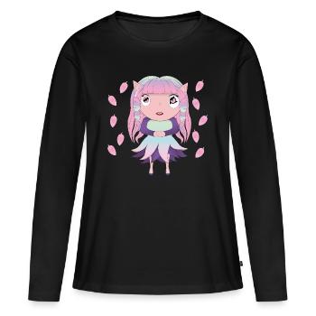 Aurelia - Women's Premium Organic Long Sleeve Shirt - black - Front - Julia (174cm)