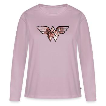 DC Comics Wonder Woman Logo Galaxie - T-shirt manches longues Premium bio Femme - rose poudré - Devant - Julia (174cm)