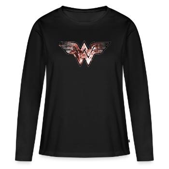 DC Comics Wonder Woman Logo Galaxie - T-shirt manches longues Premium bio Femme - noir - Devant - Julia (174cm)