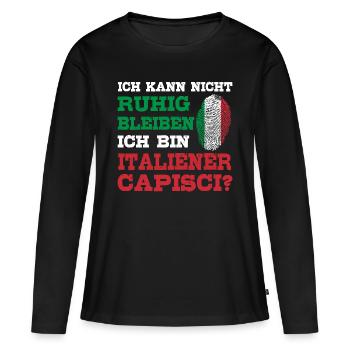 Typisch Italiener Italien Geste Capisci - Frauen Premium Bio Langarmshirt - Schwarz - Vorne - Julia (174cm)