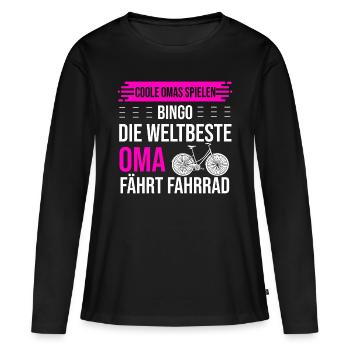 Die weltbeste Oma fährt Fahrrad. - Frauen Premium Bio Langarmshirt - Schwarz - Vorne - Julia (174cm)