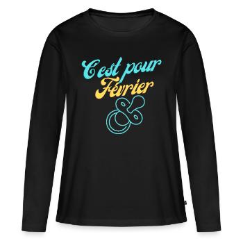 Février en Attente : Notre Bébé, Notre Trésor ! - T-shirt manches longues Premium bio Femme - noir - Devant - Julia (174cm)