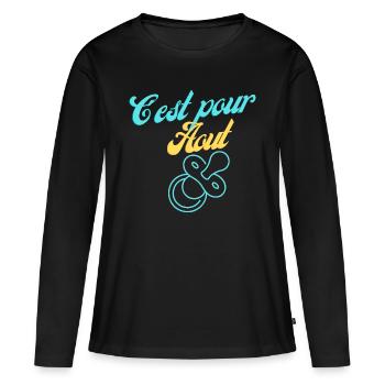 En Attente d'Un Été Magique : Bébé Arrive en Août - T-shirt manches longues Premium bio Femme - noir - Devant - Julia (174cm)