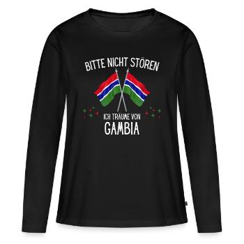 Bitte Nicht Stören Ich Träume Von Gambia - Frauen Premium Bio Langarmshirt - Schwarz - Vorne - Julia (174cm)