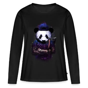 woods panda - T-shirt manches longues Premium bio Femme - noir - Devant - Julia (174cm)