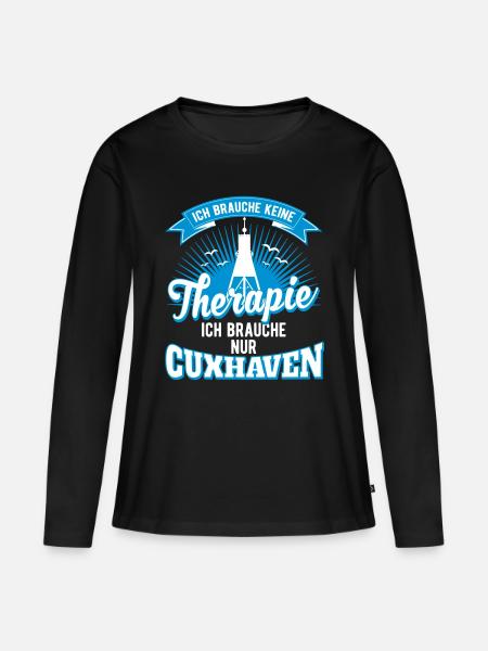 Cuxhaven ich brauche keine Therapie nur Cuxhaven - Frauen Premium Bio Langarmshirt - Schwarz