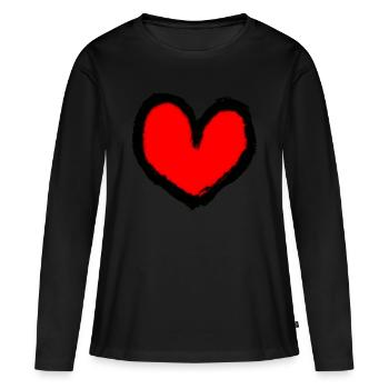 Grand coeur - T-shirt manches longues Premium bio Femme - noir - Devant - Julia (174cm)