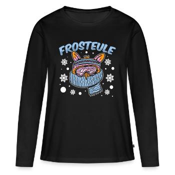 Freezing - FROST OWL - Women's Premium Organic Long Sleeve Shirt - black - Front - Julia (174cm)