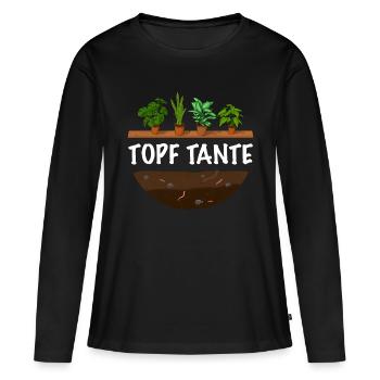 Gärtnerin Topf Tante lustiger Gärtner Spruch - Frauen Premium Bio Langarmshirt - Schwarz - Vorne - Julia (174cm)
