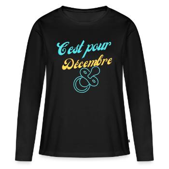 Décembre Magique : Bébé Brille comme les Étoiles ! - T-shirt manches longues Premium bio Femme - noir - Devant - Julia (174cm)