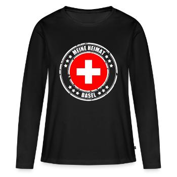 MA VILLE NATALE BÂLE - T-shirt manches longues Premium bio Femme - noir - Devant - Julia (174cm)