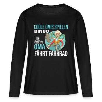 Die weltbeste Oma fährt Fahrrad. - Frauen Premium Bio Langarmshirt - Schwarz - Vorne - Julia (174cm)