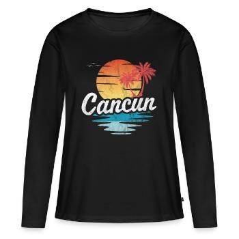 Cancun - T-shirt manches longues Premium bio Femme - noir - Devant - Julia (174cm)