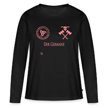 Der Germane - Frauen Premium Bio Langarmshirt - Schwarz - Vorne - Julia (174cm)