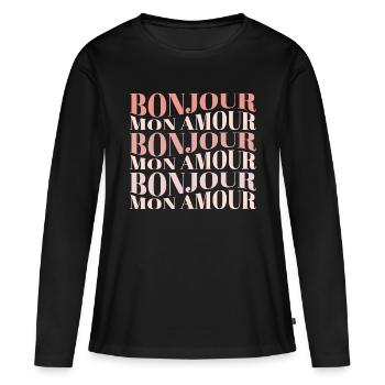Bonjour Mon Amour - Women's Premium Organic Long Sleeve Shirt - black - Front - Julia (174cm)