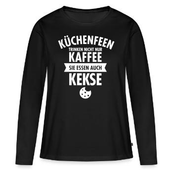 Küchenfeen Trinken Nicht Nur Kaffee... - Frauen Premium Bio Langarmshirt - Schwarz - Vorne - Julia (174cm)