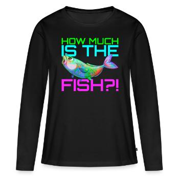 Combien coûte le poisson? | Quelle est la quantité de poisson? - T-shirt manches longues Premium bio Femme - noir - Devant - Julia (174cm)