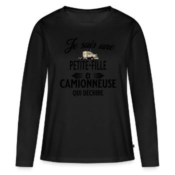 je suis camionneuse qui déchire et petite-fille - T-shirt manches longues Premium bio Femme - noir - Devant - Julia (174cm)