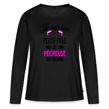 je suis pêcheuse qui déchire et petite-fille - T-shirt manches longues Premium bio Femme - noir - Devant - Julia (174cm)