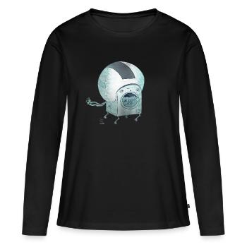 Can.Eyes - Machine à laver sur patins, aspect usagé - T-shirt manches longues Premium bio Femme - noir - Devant - Julia (174cm)